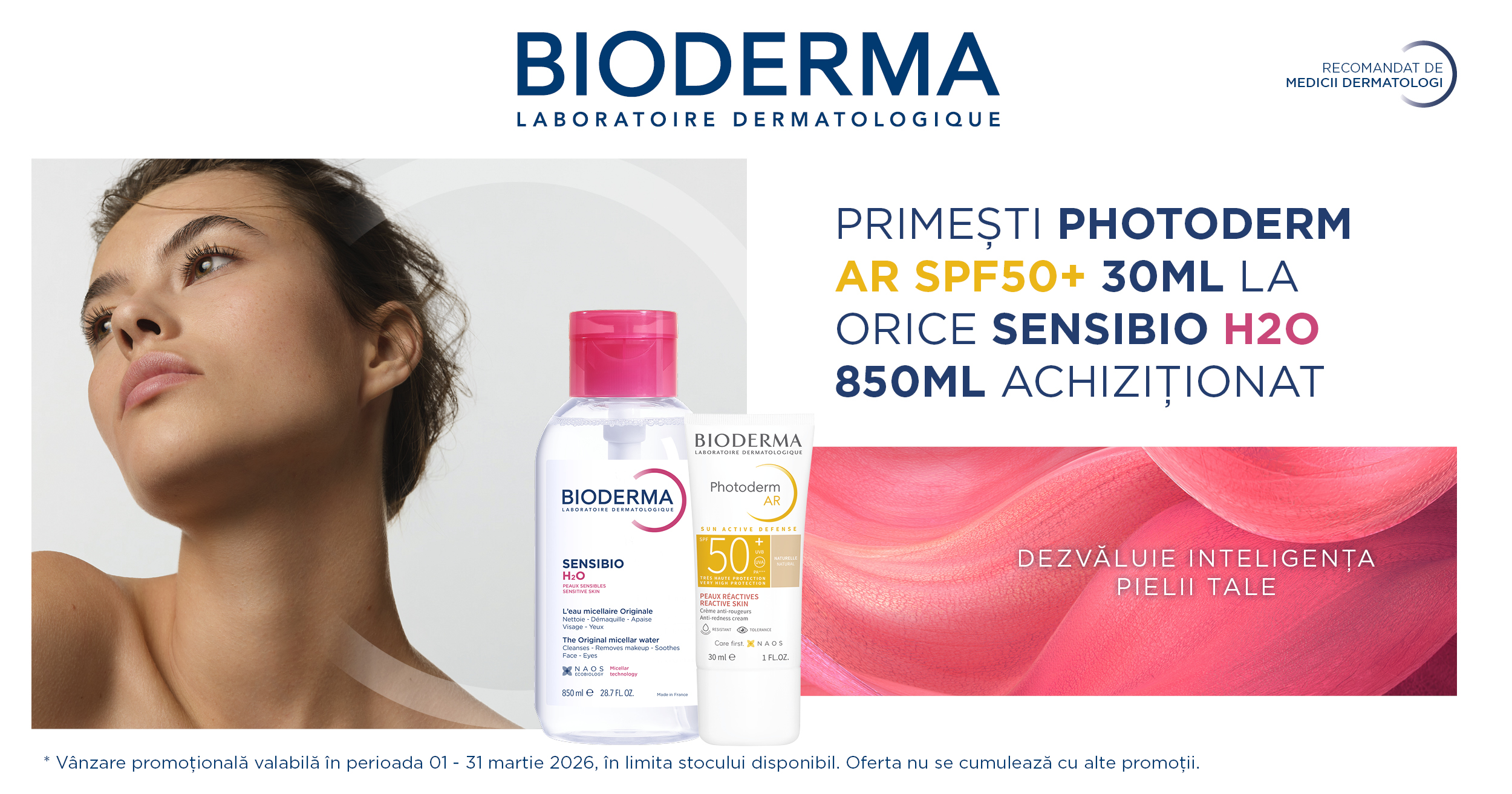 Bioderma Sensibio H2O Solutie Micelara cu Pompa x 850ml + Photederm AR Spf 50 (P438842928)